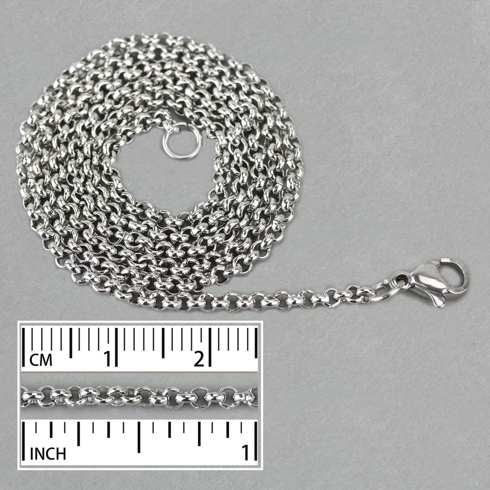 Chain & Clasps Stainless Steel 2mm Rolo Chain, 20" - Pack of 5